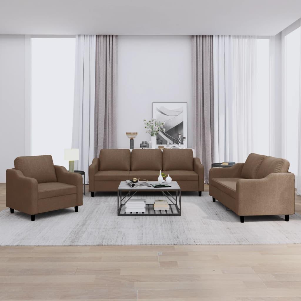 3 personers sofa med hynder stof brun