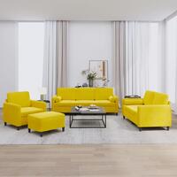 Sofasæt 4 dele med puder velour gul