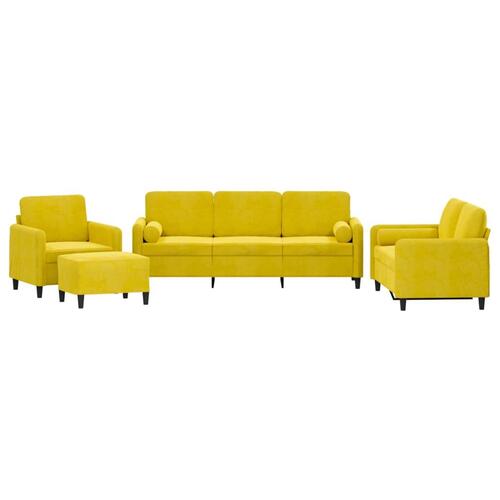 Sofasæt 4 dele med puder velour gul