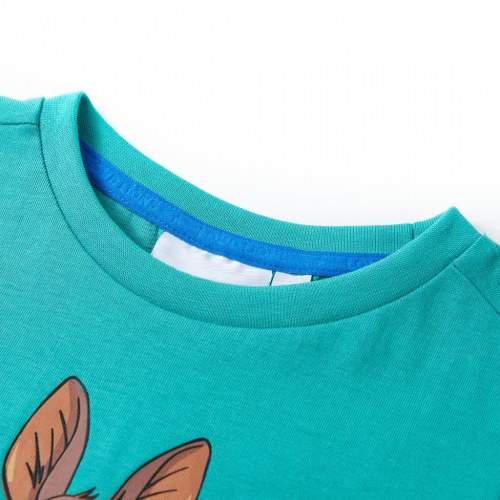 Kortærmet T-shirt til børn str. 92 mørk mintgrøn