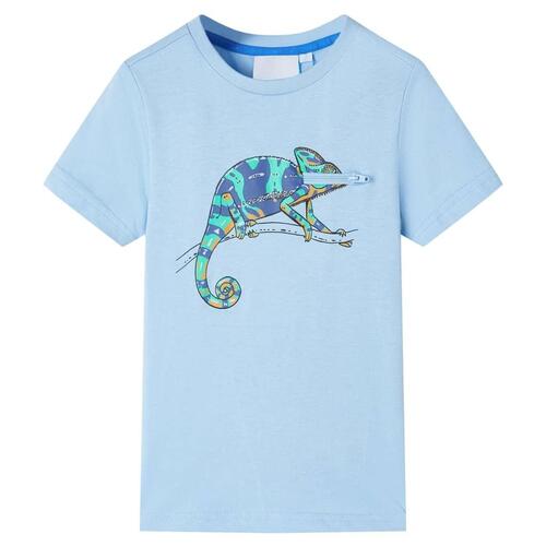 Kortærmet T-shirt til børn str. 116 lyseblå