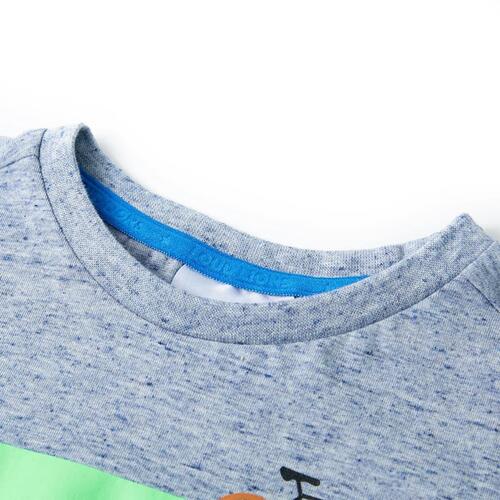 Kortærmet T-shirt til børn str. 104 blåmeleret