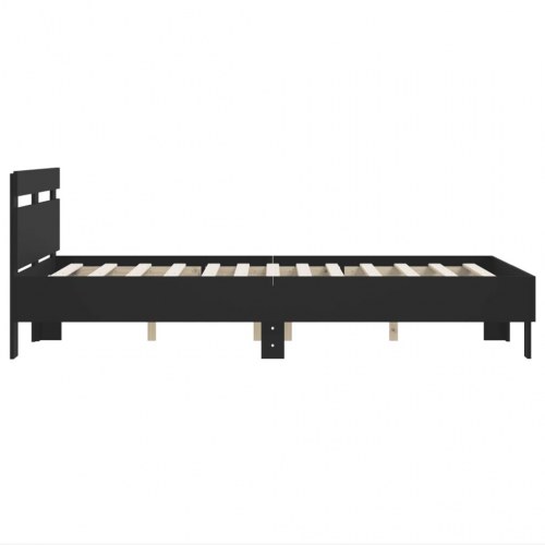 Sengeramme med sengegavl 120x190 cm - konstrueret træ, sort