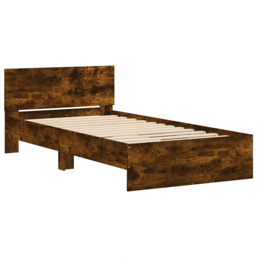 Sengeramme med sengegavl 100 x 200 cm - røget egetræ