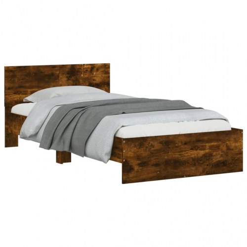 Sengeramme med sengegavl 100 x 200 cm - røget egetræ
