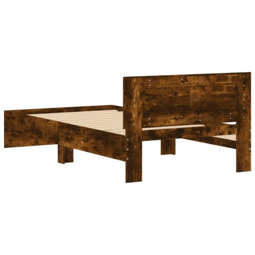 Sengeramme med sengegavl 100 x 200 cm - røget egetræ
