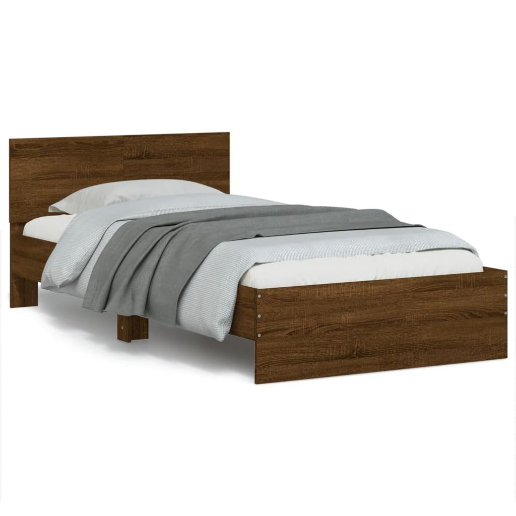 Sengeramme med sengegavl 100x200 cm - brun eg (uden madras)