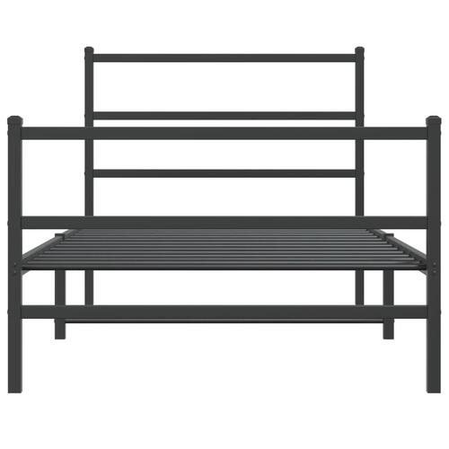 Sengeramme med sengegavl og fodgærde 100x200 cm metal sort