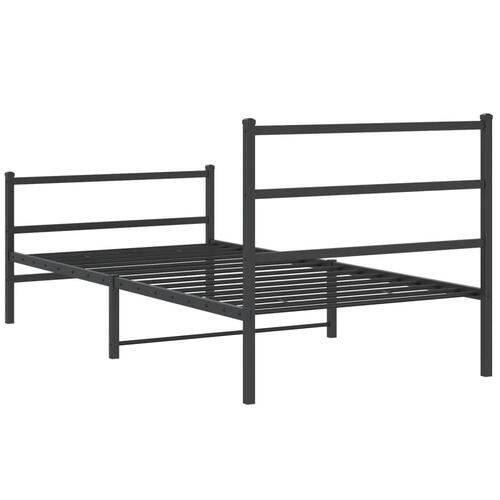 Sengeramme med sengegavl og fodgærde 100x200 cm metal sort