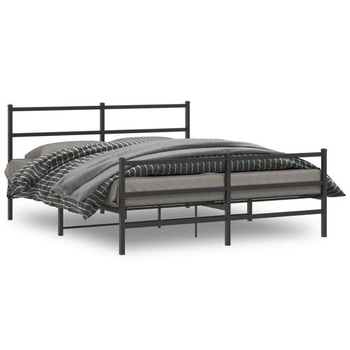 Sengeramme med sengegavl og fodgærde 160x200 cm metal sort