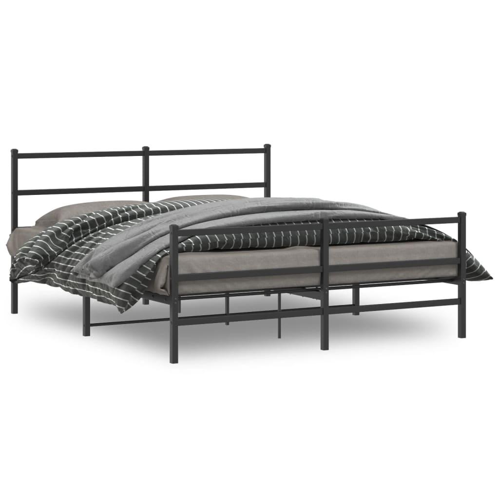 Sengeramme med sengegavl og fodgærde 160x200 cm metal sort