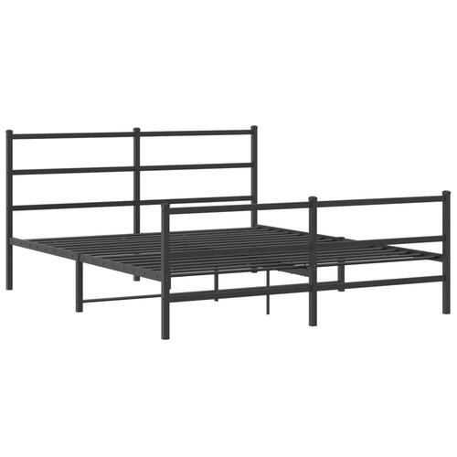 Sengeramme med sengegavl og fodgærde 160x200 cm metal sort