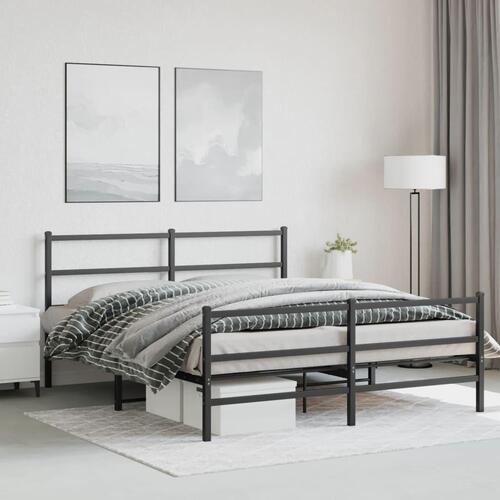 Sengeramme med sengegavl og fodgærde 160x200 cm metal sort