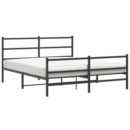 Sengeramme med sengegavl og fodgærde 160x200 cm metal sort