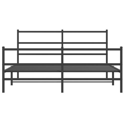 Sengeramme med sengegavl og fodgærde 160x200 cm metal sort