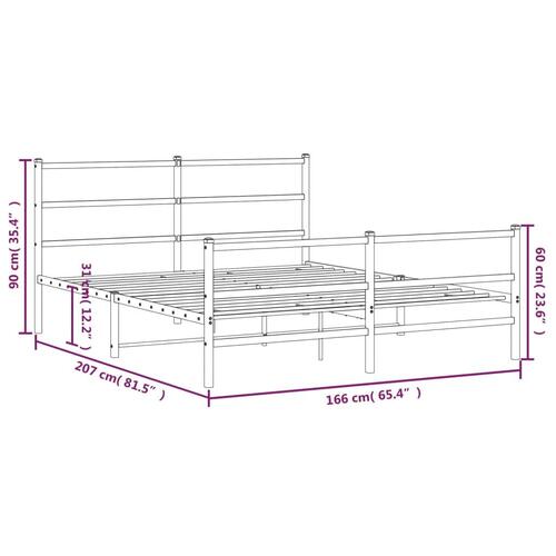 Sengeramme med sengegavl og fodgærde 160x200 cm metal sort
