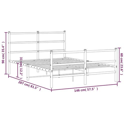 Sengeramme med sengegavl og fodgærde 140x200 cm metal sort