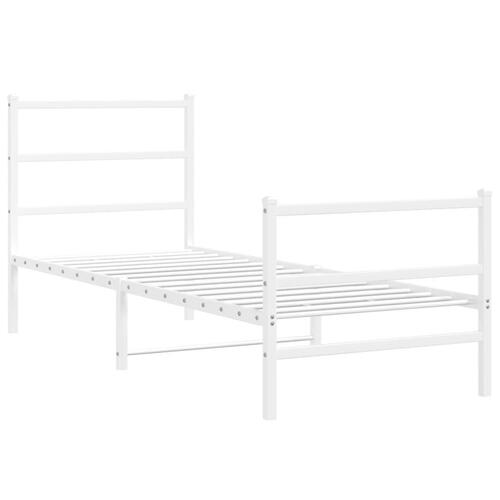 Sengeramme med sengegavl og fodgærde 80x200 cm metal hvid