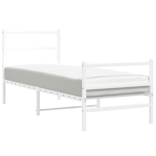 Sengeramme med sengegavl og fodgærde 80x200 cm metal hvid