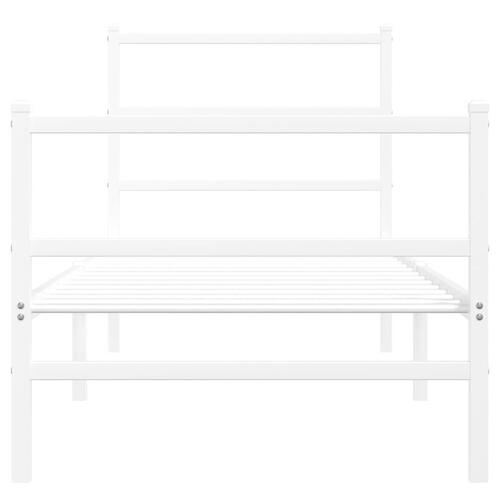 Sengeramme med sengegavl og fodgærde 80x200 cm metal hvid