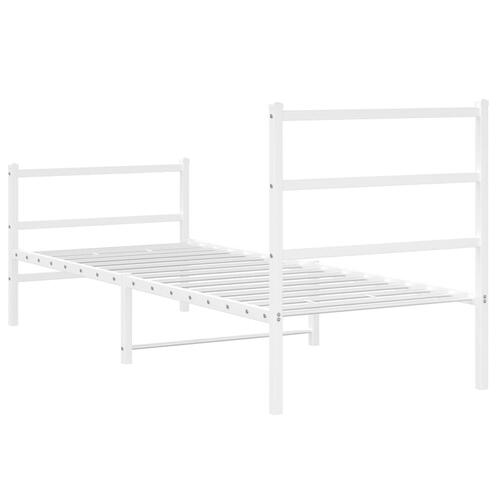 Sengeramme med sengegavl og fodgærde 80x200 cm metal hvid