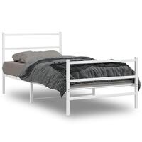 Sengeramme med sengegavl og fodgærde 107x203 cm metal hvid