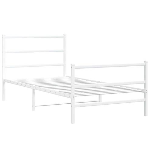 Sengeramme med sengegavl og fodgærde 107x203 cm metal hvid