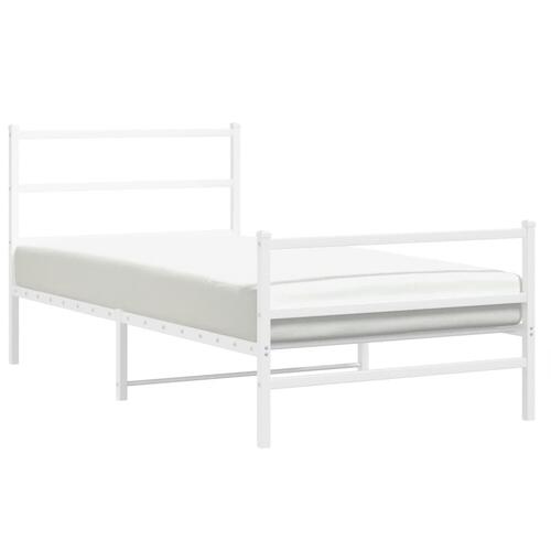 Sengeramme med sengegavl og fodgærde 107x203 cm metal hvid