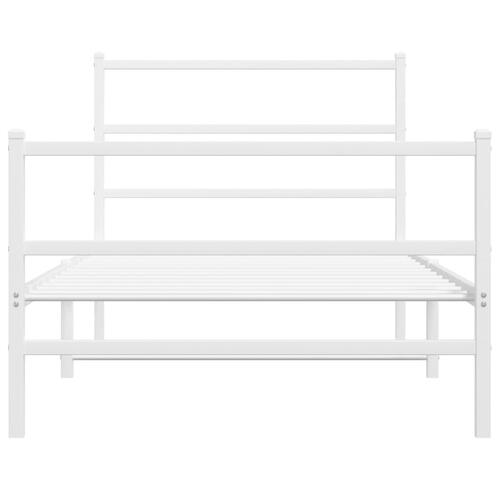 Sengeramme med sengegavl og fodgærde 107x203 cm metal hvid