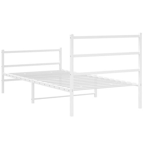 Sengeramme med sengegavl og fodgærde 107x203 cm metal hvid