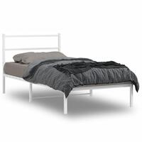 Sengeramme med sengegavl 100x200 cm metal hvid