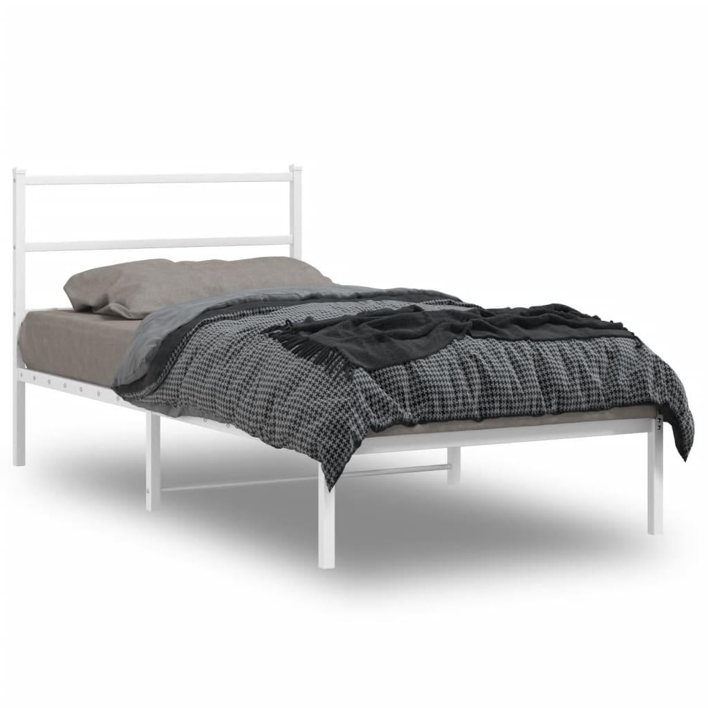 Sengeramme med sengegavl 100x200 cm metal hvid