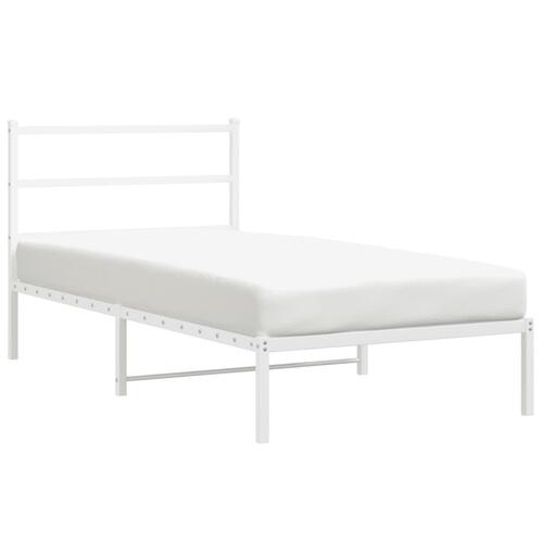 Sengeramme med sengegavl 100x200 cm metal hvid