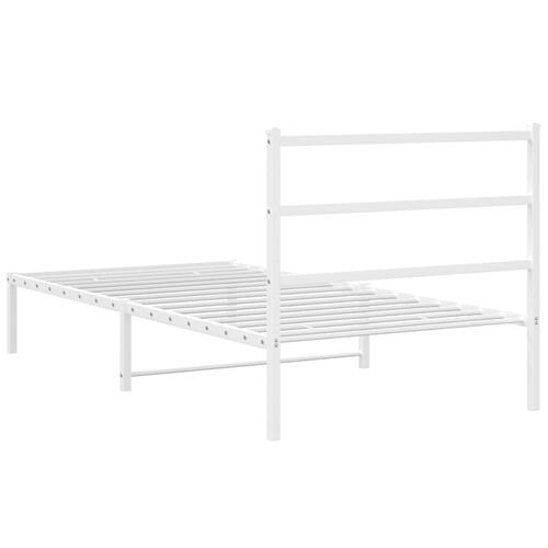 Sengeramme med sengegavl 100x200 cm metal hvid