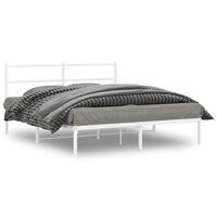 Sengeramme med sengegavl 150x200 cm metal hvid
