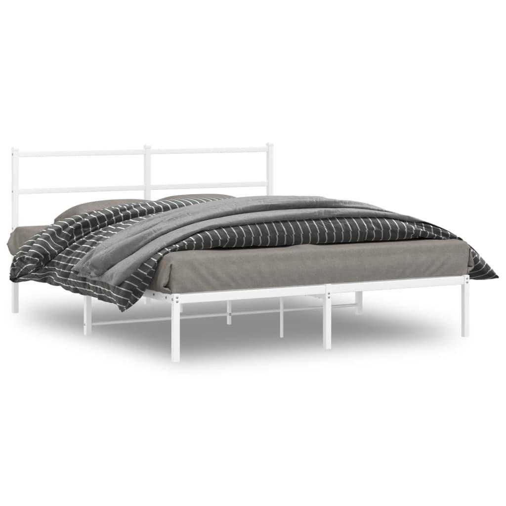 Sengeramme med sengegavl 150x200 cm metal hvid