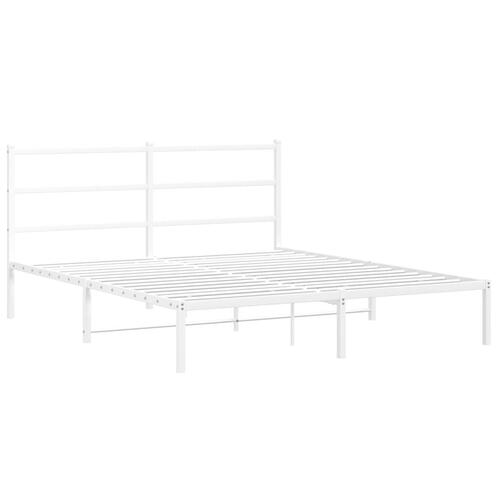 Sengeramme med sengegavl 150x200 cm metal hvid