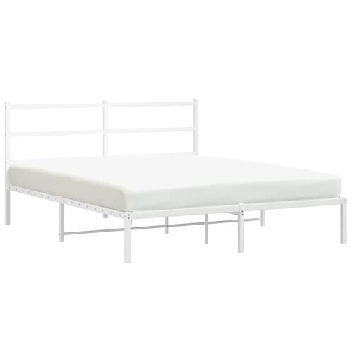 Sengeramme med sengegavl 150x200 cm metal hvid