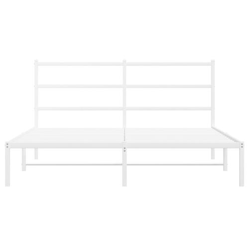 Sengeramme med sengegavl 150x200 cm metal hvid