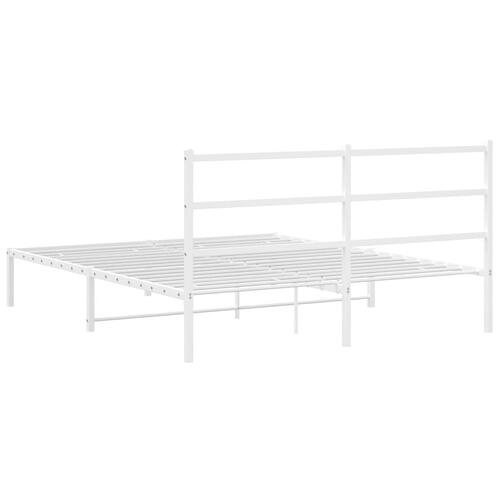 Sengeramme med sengegavl 150x200 cm metal hvid