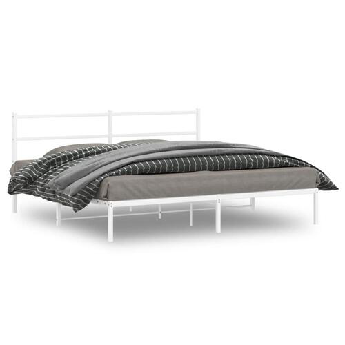 Sengeramme med sengegavl 200x200 cm metal hvid