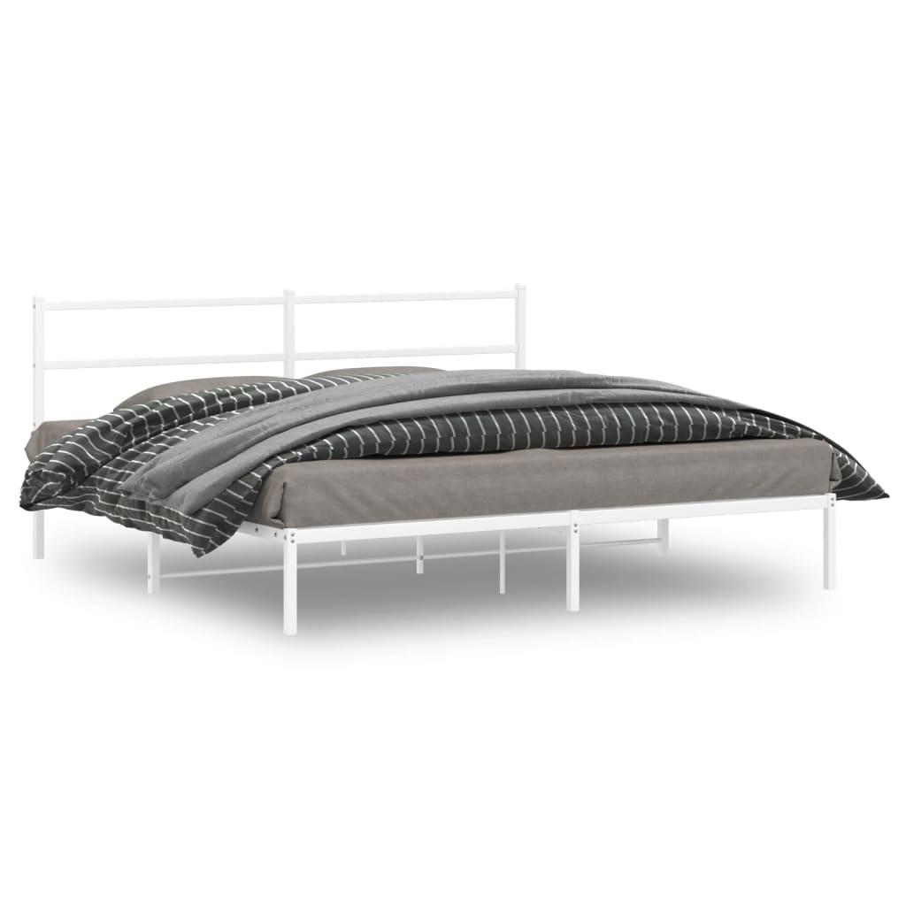 Sengeramme med sengegavl 200x200 cm metal hvid