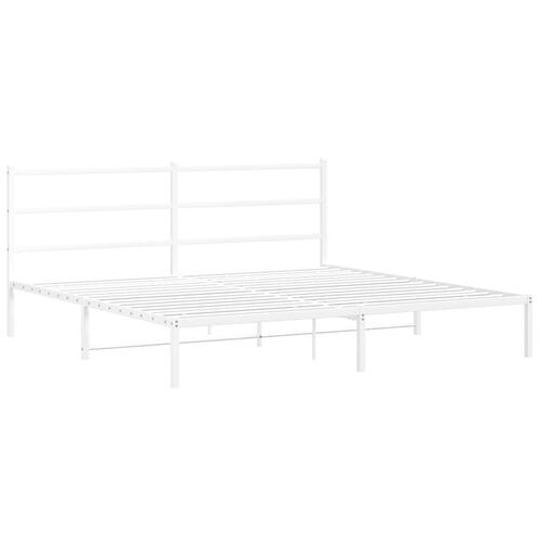 Sengeramme med sengegavl 200x200 cm metal hvid