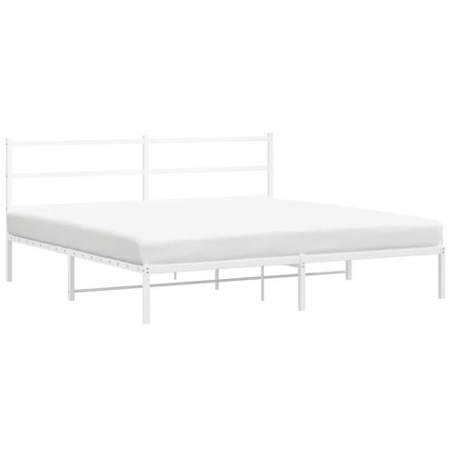 Sengeramme med sengegavl 200x200 cm metal hvid