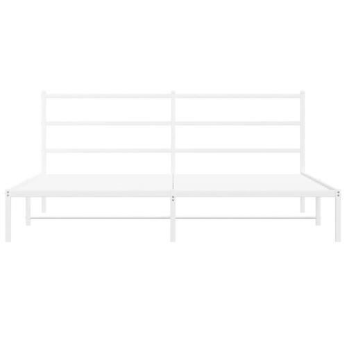 Sengeramme med sengegavl 200x200 cm metal hvid
