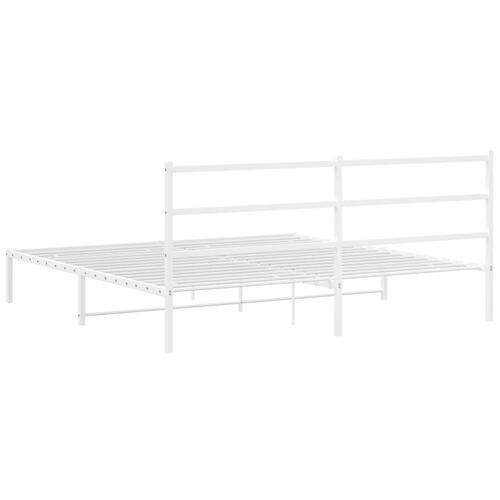 Sengeramme med sengegavl 200x200 cm metal hvid