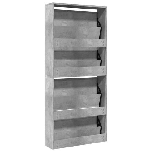 Skoskab med spejl og 4 hylder 63x17x134 cm betongrå