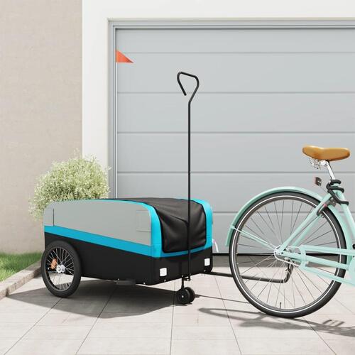 Cykelanhænger 45 kg jern sort og blå