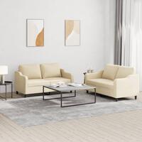 2 personers sofa med hynder stof cremefarvet