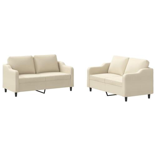 2 personers sofa med hynder stof cremefarvet